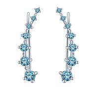 Ear Crawler 925 Sterling Silver Cubic Zirconia Cartilage Ear Crawler Cuffs Earrings for Girls Women