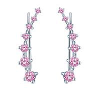 Ear Crawler 925 Sterling Silver Cubic Zirconia Cartilage Ear Crawler Stud Earrings for Girls Women