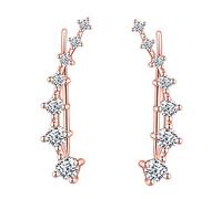 Ear Crawler 925 Sterling Silver Cubic Zirconia Cartilage Ear Crawler Stud Earrings for Girls Women