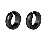 Ear Cuff Earrings, Black Earring Set High Polished Circle Stainless Steel Suitable for Wedding Anniversary Holiday