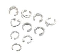 Ear Cuff No Piercing,10 Pcs Ear Cuffs Non Piercing 14K Gold Plated Cuff Earrings Set Adjustable Clip On Earrings Fake Helix Cartilage Wrap Earrings Sets for Women Girls