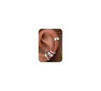 Ear Cuff No Piercing for Women - 4Pairs 14K Gold Plated Non Tarnish Silver Clip On Hoop Earrings Adjustable Fake Cartilage Helix Ear Cuffs Hypoallergenic Earring Stack for Sensitive Ears Opal Silver