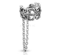 Ear Cuff Wrap Non-Piercing Burnish Gold Silver Chain Linked Celtic Fake Earring Cartilage Helix (Burnish Silver)