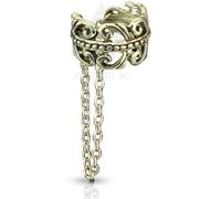 Ear Cuff Wrap Non-Piercing Burnish Gold Silver Chain Linked Celtic Fake Earring Cartilage Helix (Burnish Gold)