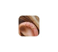Ear Cuffs for Women Ear Cuffs Non Piercing Earrings Minimalist Criss Cross Ear Cuff No Pierce Double Ear Cuff Sets Ear Cuff Fake Cartilage Earrings Jewelry for Women, Metal, No Gemstone