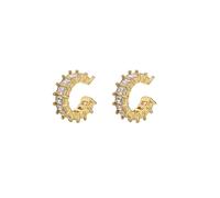 Ear Cuffs in 18K Gold - CZ Paved Hoop Conch Cuff Earrings for Women,Men - Sparkle Rhinestones Clip On Wrap Earrings Non Pierced, Brass Cubic Zirconia, Cubic Zirconia