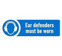 Ear defenders must be worn, safety sign - 3mm Aluminium sign (450mm x 150mm)