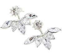 Ear Earrings Front Back Ear Cuffs Alloy Flowers Jewelry Women Ear Stud Silver 1PairStrong and Long-Lasting