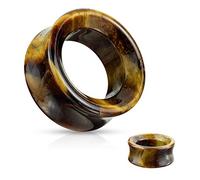 Ear gauges hollow organic stone Hawks Eye flesh tunnel eyelet plugs SoScene, Stone, tigers eye