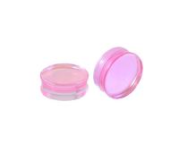 Ear Gauges Plugs, 2PCS Tunnels for Ears Glass 00g Semi Transparent Solid Round Double Flared Ear Gauge 10mm Pink
