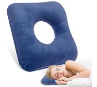 Ear Guard Pillow Cotton O Type with Hollow Design Pressure Relief Long Lasting Non Collapsing Soft Fabric Foldable for Various Scenes (grey)