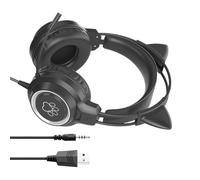 Ear Headphones - Wired Light Up Stereo Headset, Cute Computer Audio Gear | Multimedia Sound Device for Music Videos Phone Calls Entertainment Accessory, Home Dorm Use for Teens Women Girls