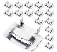 Ear-Lokt Buckle,Metal Banding Clips,3/4" Width Twice Thickness Wing Seal Pipe Clamp 304 Stainless Steel Banding Clip for Heavy-Duty Pipes Timbers Cable,Pack of 100