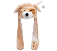 Ear Moving Animal Hat Plush Ears Jumping Pop Up Beating Hat Movable Dancing Ear Flap Cap for Women Girls(Light Brown Bear)