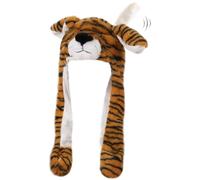 Ear Moving Animal Hat Plush Ears Jumping Pop Up Beating Hat Movable Dancing Ear Flap Cap for Women Girls(Tiger)