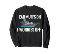 Ear Muffs On Worries Off Airboat Funny Airboating Swamp Sweatshirt