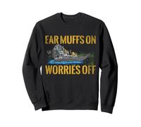 Ear Muffs On Worries Off Airboat Funny Airboating Swamp Sweatshirt