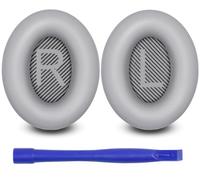 Ear Pads for Bose QuietComfort 35 ii, Premium Softer Leather Replacement Pads for Bose QC35 QC35ii Headphones Ear Pads Quiet Comfort, Noise Isolation Foam, Added Extra Thickness (Silver)