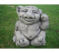 Ear picking troll stone garden ornament