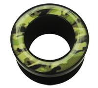Ear Piercing Jewellery Acrylic Flesh Tunnel Black with Wreath in Military Look 6-22 mm Diameter, 8 mm, Plastic, No Gemstone