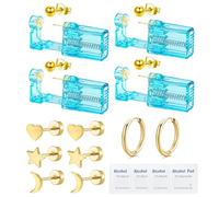 Ear Piercing Kit Ear Piercing Gun Disposable Ear Piercing Kit Gold with Flat Back Stud Earrings Gold Jewelry (TML-204-4A)