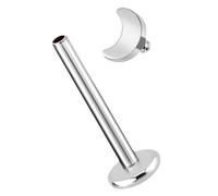 Ear Piercing Labret Stud in 1.2mm with Internal Thread and Moon Suitable as Helix, Tragus Cartilage, Lobe Piercing or Lip Piercing., Länge 7 mm, Titanium