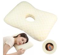 Ear Piercing Pillow, Ear Pillow with Hole, Lercing Pillow for Side Sleepers, Piercing Aftercare, Relieves Ear Pain, Ear Pressure,Suitable for Human Cervical Spine Curve, Removable and Washable Fabric