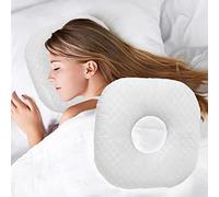 Ear Piercing Pillow for Side Sleepers, Pillow with an Ear Hole for CNH and Ear Pain Ear Inflammation Pressure Sores, O-Shaped Side Sleeping Pillow, Ear Guard Pillow