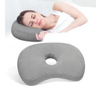 Ear Piercing Pillow for Side Sleepers with CNH & Ear Problems Washable with Cotton Polyester Filling Individually Adjustable Ideal for Inflammation and Pressure Points for Restful Sleep (Grey)
