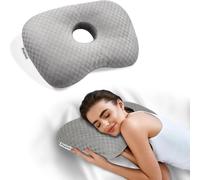 Ear Piercing Pillow with an Ear Hole for Ear Pain and Side Sleepers (Gray)