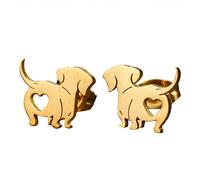 Ear Pins Dachshund Dog Studs Earring Alloy Texture, Gold