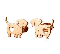 Ear Pins Dachshund Dog Studs Earring Alloy Texture, Rose Gold