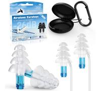 Ear Plugs for Airplane Pressure Relief, 2 Pairs Kids 6+, Adults/Small Canal Reusable Airplane Earplugs 26dB, with Silicone Connector Cord, Travel Essentials for Flying, Ear Protection Earplugs