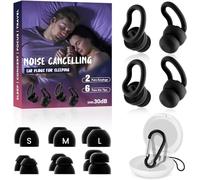 Ear Plugs for Sleep - 2 Pairs Reusable Hearing Protection in Silicone, The Best Earplugs for Blocking Out Snoring,30db Noise Cancelling Ear Plugs for Concerts, Work and Traveling (Black)
