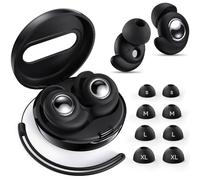 Ear Plugs for Sleep - 45dB Noise Cancelling Silicone Earplugs for Sleeping, Hearing Protection,Working & Travel - 8 Ear Tips in 4 Sizes S/M/L/XL(Black)