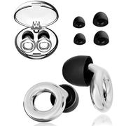 Ear Plugs for Sleep Noise Cancelling Earbuds for Sleeping, Soft and Reusable Silicone Ear Plugs for Sleeping/Concerts/Motorcycle/Festival with 4 Pair Ear Tips in Four Sizes XS, S, M, L(Silver)