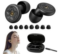 Ear Plugs for Sleep Noise Cancelling, Reusable Silicone Earplugs for Sleeping, Snoring, Travel & Concerts, 45dB Noise Reduction with 4 Pairs Eartip (XS S M L), Comfortable Earplugs with Case Black