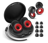 Ear Plugs for Sleeping Noise Cancelling, 30dB Noise Reduction Earplugs, Soft Silicone Reusable Hearing Protection Earplugs for Deep Focus, Work, Travel, Concert with Case & 8Eartips,HTB-Black Red