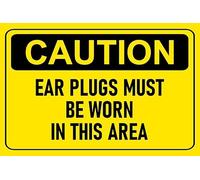 Ear plugs must be worn in this area Safety sign - 1mm flexible Plastic (300mm x 200mm)