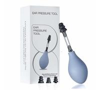 Ear Pressure Relief Device for Adults, Migraine & Tinnitus Relief, Reusable Ear Suction Tool with 3 Sizes of Soft Earplugs, Grey - Safe & Easy to Use for Earache, Flying & Sinus Pain