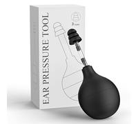 Ear Pressure Relief Device for Alleviating Migraine, Tension, and Tinnitus - Ringing Ears Solution, Headache Relief Cap, Airplane-Friendly, Includes 3 Sizes of Soft Earplugs - Sleek Gray (Black)