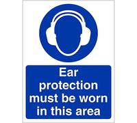 Ear Protection Must Be Worn In This Area Sign 150mm x 200mm - Rigid Plastic (MAP.08W-RP)