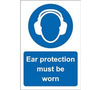 Ear protection must be worn safety sign - 1.2mm Rigid plastic 300mm x 200mm Case (Pack of 10)