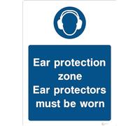 Ear Protection Zone Ear Protectors Must Be Worn - Mandatory Personal Protective Equipment Signage - Durable, High-Visibility UK Compliance Sign (A3 400x300mm Rigid PVC)