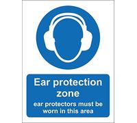 Ear Protection Zone Safety Sign - Self Adhesive Sticker 300mm x 200mm
