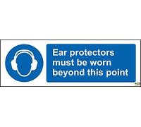 Ear Protectors Must be Worn Beyond This Point Safety Sign - 1.2mm Rigid Plastic 300mm x 100mm