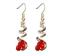 Ear S for Women, Fashion Red Rose Drop Spiral Dangle Hook Jewelry Gift
