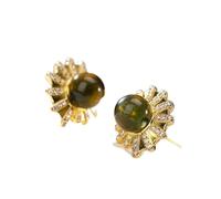 ear S925 Inlaid Blue Amber Necklace Ladies Earr Ring Set For Girlfriend Valentine's Day Gift