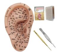 Ear Seeding Kit, Ear Seeds Acupuncture Kit, Soft Seeding Including 7.5 inch. Model, Patch, Tweezer, Probe Pen, Book, Acupuncture Seeds