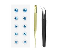 Ear Seeds Acupuncture Kit Auricular Stickers, Needle-Free Ear Beads Disposable Patches with Acupressure Probe Pen for Relaxation,Energy Flow, Easy to Apply and Support Your Beauty (C-Blue)